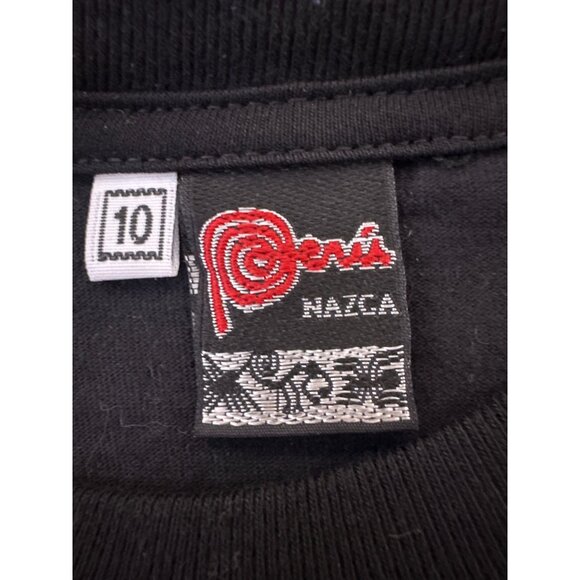 Peru Nazca Black T-Shirt With Colorful Embroidered Design Childrens Size 10 - Picture 8 of 11